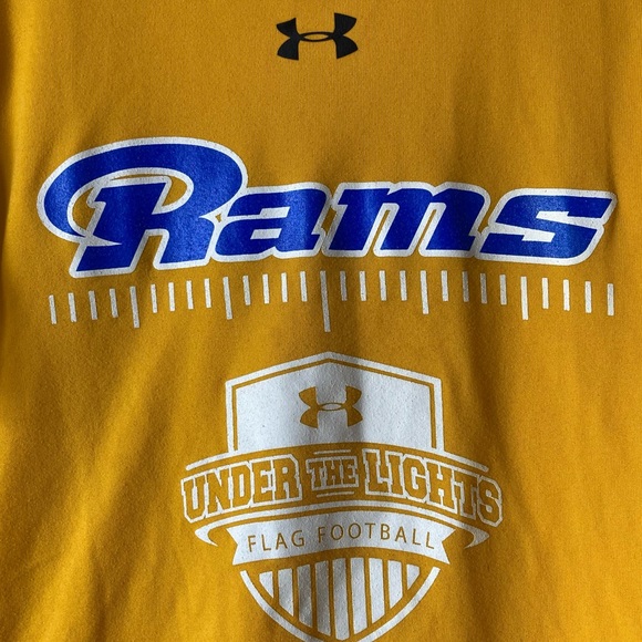 LA Rams Youth Short Sleeve Under Armour Athletic Tee Shirt Heatgear Loose Medium - Picture 3 of 7